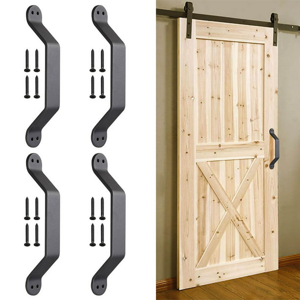 9 Barn Handle Cast Iron Pull Gate Shed Cabinet Matte Black for Sliding Door 